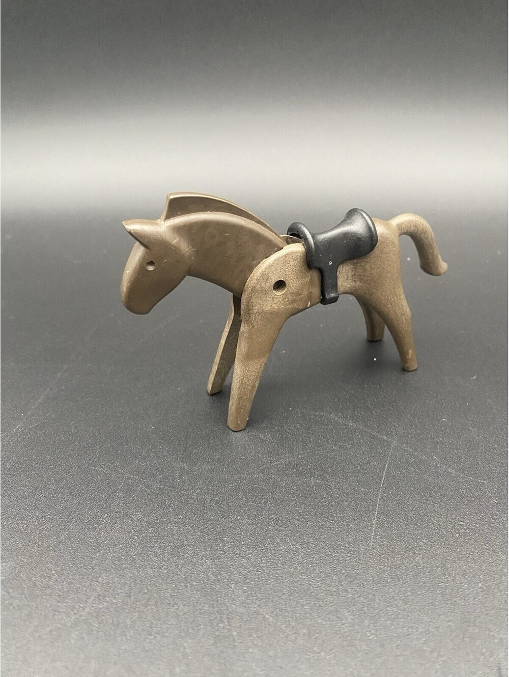 Geobra Playmobil Brown Horse Toy Figure w/ Saddle - Vintage 1974 - Poseable Neck